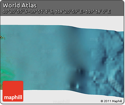 Satellite 3D Map of the Area around 40° 6' 0" S, 148° 49' 29" E
