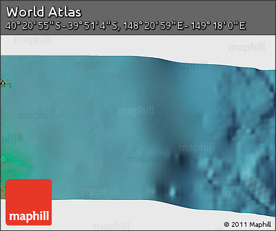 Satellite 3D Map of the Area around 40° 6' 0" S, 148° 49' 29" E
