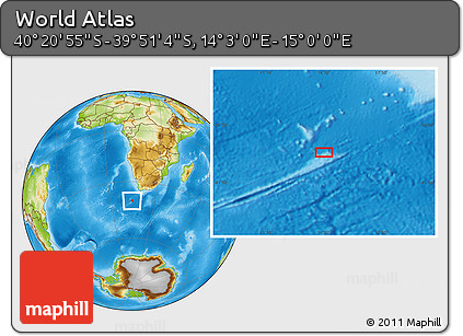 Physical Location Map of the Area around 40° 6' 0" S, 14° 31' 30" E