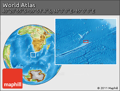 Physical Location Map of the Area around 40° 6' 0" S, 14° 31' 30" E