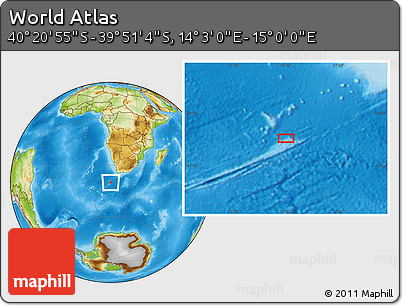 Physical Location Map of the Area around 40° 6' 0" S, 14° 31' 30" E