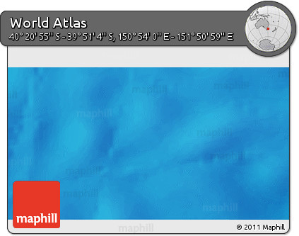 Shaded Relief 3D Map of the Area around 40° 6' 0" S, 151° 22' 30" E