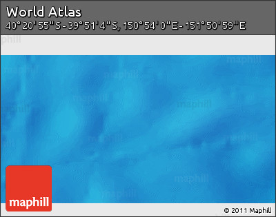 Shaded Relief 3D Map of the Area around 40° 6' 0" S, 151° 22' 30" E