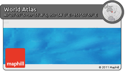Physical Panoramic Map of the Area around 40° 6' 0" S, 151° 22' 30" E