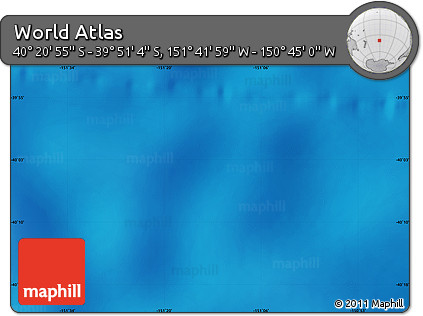 Shaded Relief Map of the Area around 40° 6' 0" S, 151° 13' 29" W