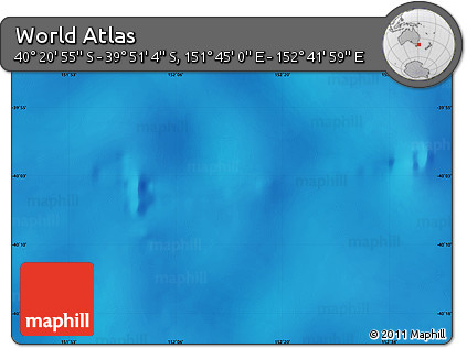 Physical Map of the Area around 40° 6' 0" S, 152° 13' 29" E