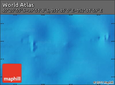 Physical Map of the Area around 40° 6' 0" S, 152° 13' 29" E