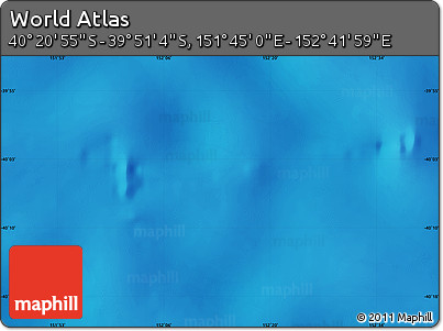 Physical Map of the Area around 40° 6' 0" S, 152° 13' 29" E
