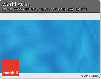 Shaded Relief 3D Map of the Area around 40° 6' 0" S, 154° 46' 30" E