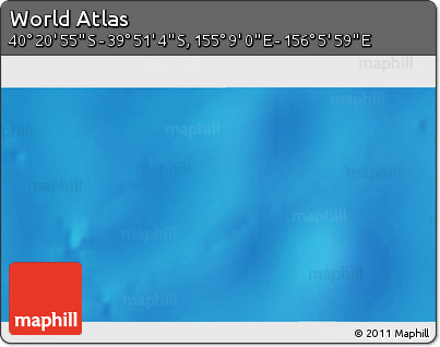 Shaded Relief 3D Map of the Area around 40° 6' 0" S, 155° 37' 30" E