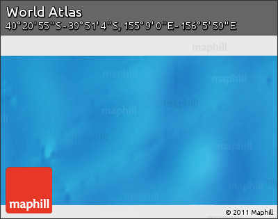 Shaded Relief 3D Map of the Area around 40° 6' 0" S, 155° 37' 30" E