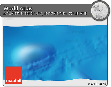 Shaded Relief 3D Map of the Area around 40° 6' 0" S, 157° 19' 29" E