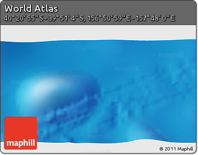 Shaded Relief 3D Map of the Area around 40° 6' 0" S, 157° 19' 29" E