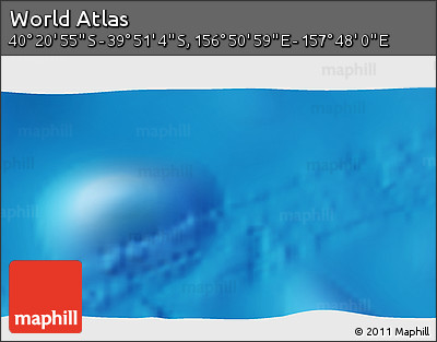Shaded Relief 3D Map of the Area around 40° 6' 0" S, 157° 19' 29" E