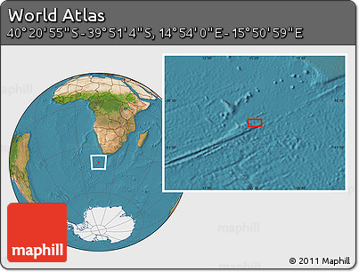 Satellite Location Map of the Area around 40° 6' 0" S, 15° 22' 30" E