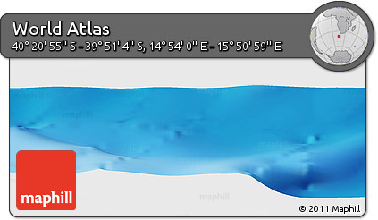 Physical Panoramic Map of the Area around 40° 6' 0" S, 15° 22' 30" E