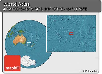 Satellite Location Map of the Area around 40° 6' 0" S, 160° 43' 29" E