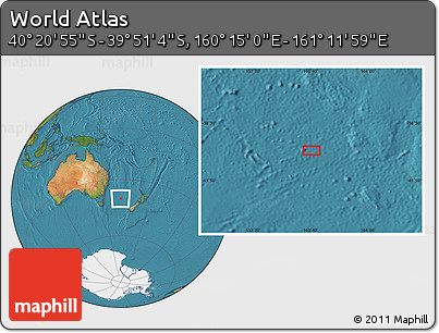 Satellite Location Map of the Area around 40° 6' 0" S, 160° 43' 29" E
