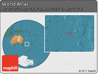 Satellite Location Map of the Area around 40° 6' 0" S, 161° 34' 29" E