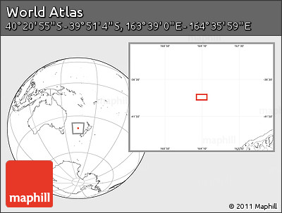 Blank Location Map of the Area around 40° 6' 0" S, 164° 7' 30" E