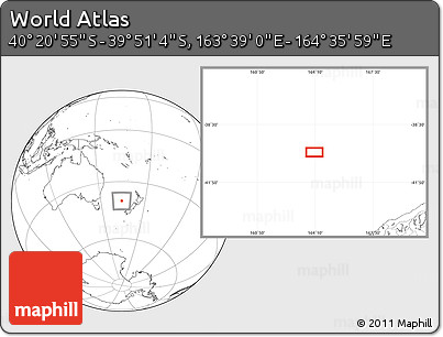 Blank Location Map of the Area around 40° 6' 0" S, 164° 7' 30" E