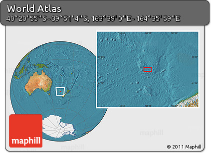 Satellite Location Map of the Area around 40° 6' 0" S, 164° 7' 30" E