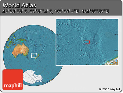Satellite Location Map of the Area around 40° 6' 0" S, 164° 7' 30" E
