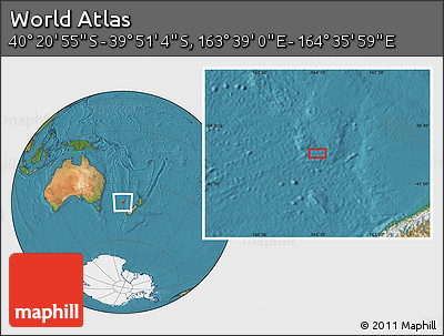 Satellite Location Map of the Area around 40° 6' 0" S, 164° 7' 30" E