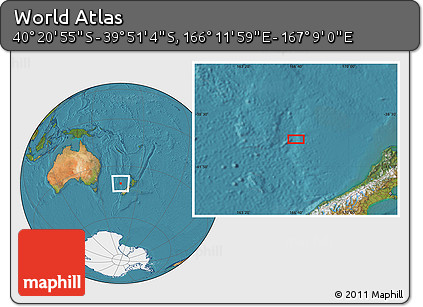 Satellite Location Map of the Area around 40° 6' 0" S, 166° 40' 30" E