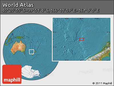 Satellite Location Map of the Area around 40° 6' 0" S, 166° 40' 30" E