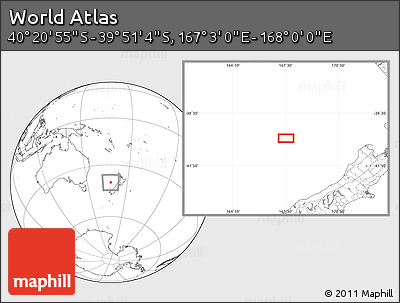 Blank Location Map of the Area around 40° 6' 0" S, 167° 31' 30" E