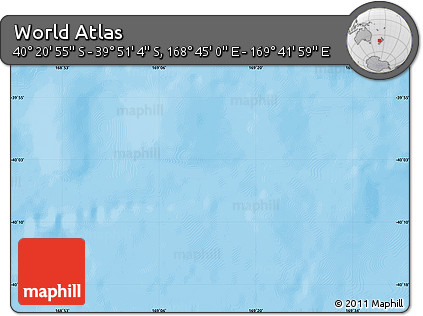 Physical Map of the Area around 40° 6' 0" S, 169° 13' 29" E