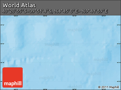 Physical Map of the Area around 40° 6' 0" S, 169° 13' 29" E