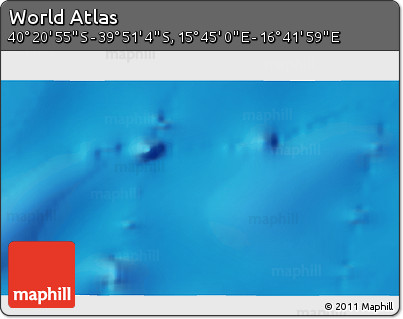 Shaded Relief 3D Map of the Area around 40° 6' 0" S, 16° 13' 30" E