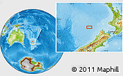 Physical Location Map of the area around 40° 6' 0" S, 170° 4' 29" E