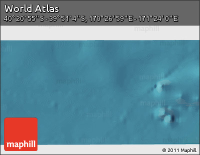 Satellite 3D Map of the Area around 40° 6' 0" S, 170° 55' 30" E