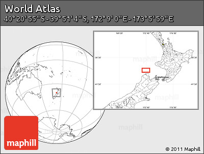 Blank Location Map of the Area around 40° 6' 0" S, 172° 37' 30" E