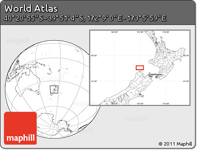 Blank Location Map of the Area around 40° 6' 0" S, 172° 37' 30" E