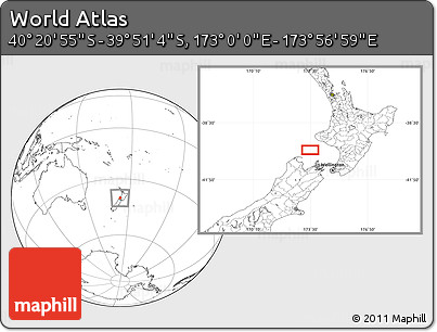 Blank Location Map of the Area around 40° 6' 0" S, 173° 28' 29" E