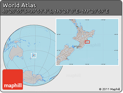 Gray Location Map of the Area around 40° 6' 0" S, 176° 52' 30" E