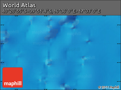 Physical Map of the Area around 40° 6' 0" S, 17° 4' 30" E