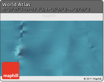 Satellite 3D Map of the Area around 40° 6' 0" S, 17° 55' 29" E