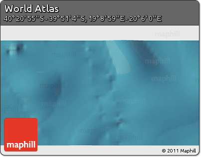 Satellite 3D Map of the Area around 40° 6' 0" S, 19° 37' 30" E