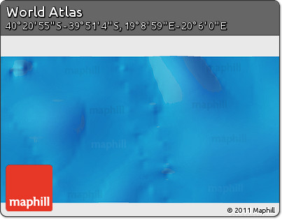 Shaded Relief 3D Map of the Area around 40° 6' 0" S, 19° 37' 30" E