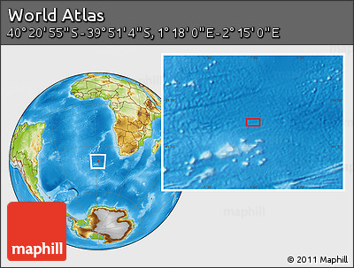 Physical Location Map of the Area around 40° 6' 0" S, 1° 46' 29" E