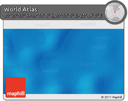 Shaded Relief 3D Map of the Area around 40° 6' 0" S, 21° 19' 30" E