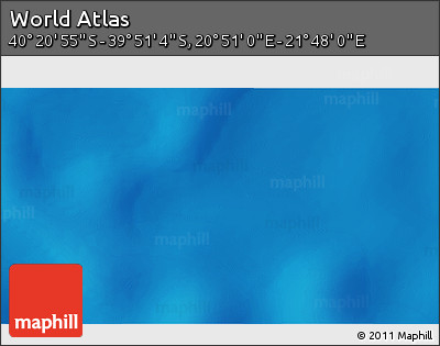 Shaded Relief 3D Map of the Area around 40° 6' 0" S, 21° 19' 30" E