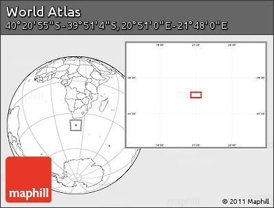 Blank Location Map of the Area around 40° 6' 0" S, 21° 19' 30" E