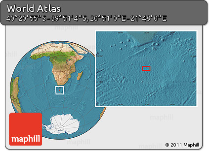 Satellite Location Map of the Area around 40° 6' 0" S, 21° 19' 30" E