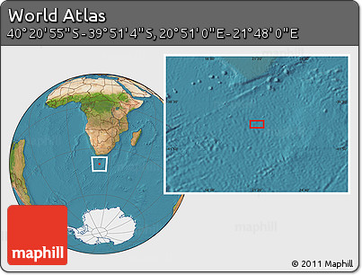Satellite Location Map of the Area around 40° 6' 0" S, 21° 19' 30" E